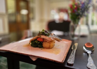 Salmon Dinner in the Restaurant