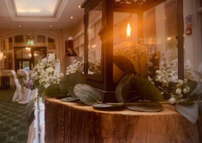 Candlelight in the restaurant on a wedding day